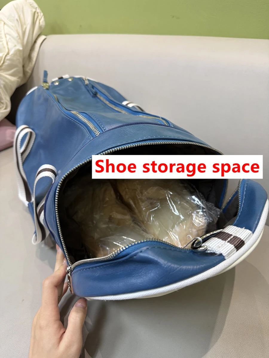 Sport Gym Bag for Women Men Shoulder Bags with Shoes Storage Pocket Fitness Training Waterproof Leather Travel Bag Handbag Daily
