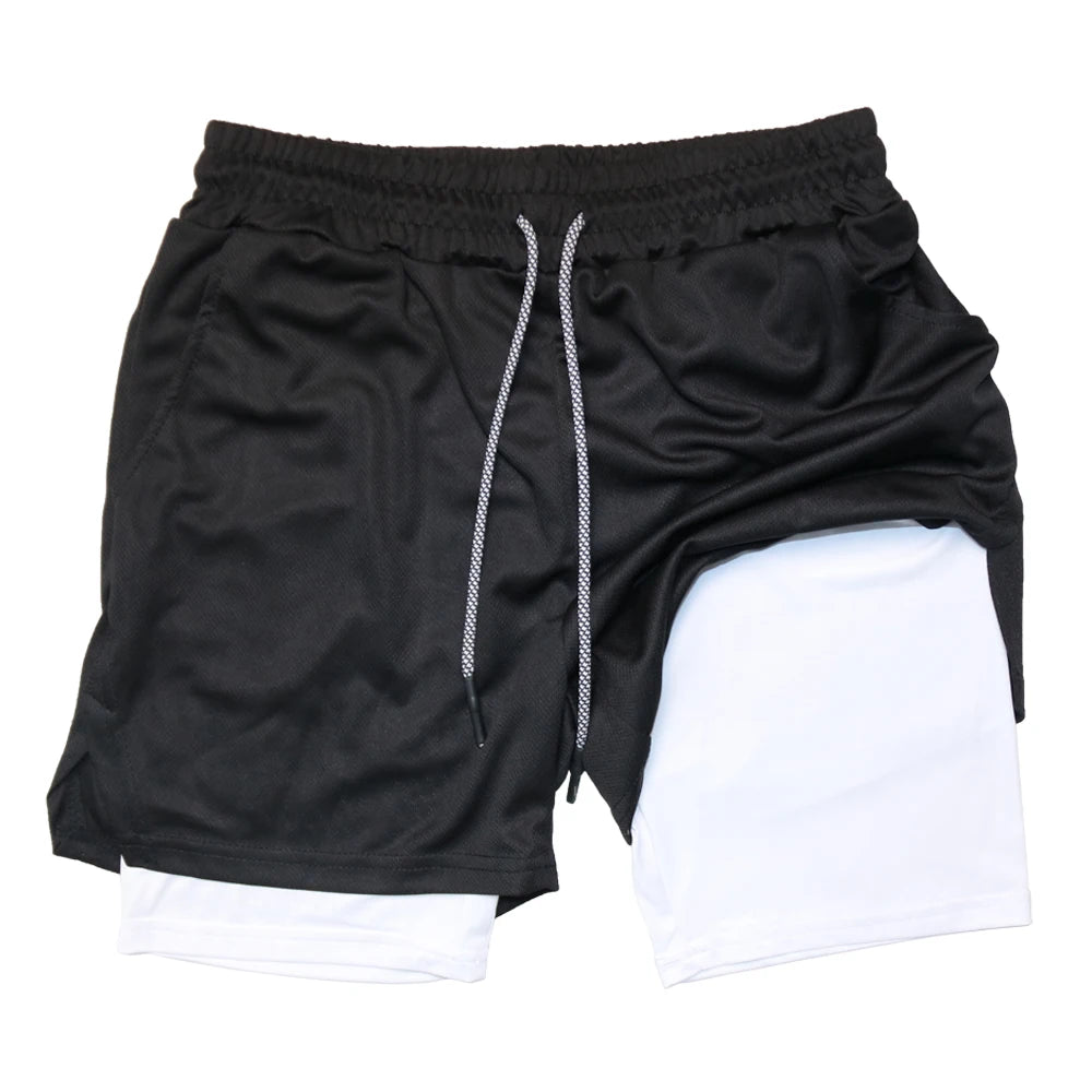2023 Men Sport Shorts Sportswear Double-deck Running Shorts 2 In 1 Beach Bottoms Summer Gym Fitness Training Jogging Short Pants