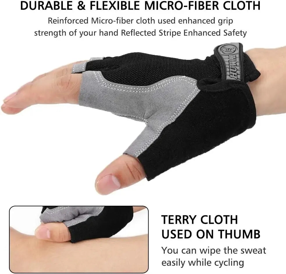 Gym Gloves Fingerless Gloves Anti-Slip Shock-Absorbing Breathable Gloves Sports Gloves for Training Lifting Weight Cycling