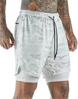 Men Sport Shorts  Sportswear Double-deck Running Shorts 2 In 1 Beach Bottoms Summer Gym Fitness Training Jogging Short Pants Men