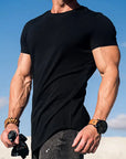 Sport Fitness T-shirt Men Bodybuilding Short Sleeve Workout Shirt Training Sport Running Gym T-shirt Summer Tops Tee Rashgard