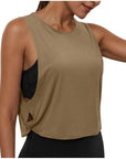 Ladies' Fashion Round Neck Yoga Wear Sleeveless Athletic Vest Casual Top Pure Color Loose Comfy Lightweight Short Top