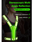 LED Running Vest USB Rechargeable Reflective Cycling Safety Vest Adjustable Strap High Visibility 3 Light Mode for Night Running