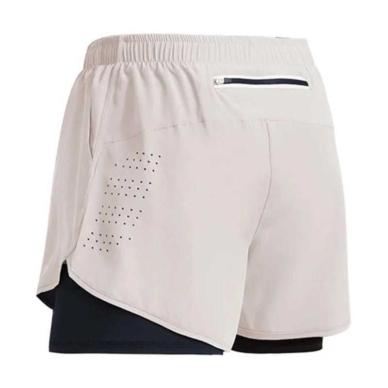 NEW Sport Shorts Men Sportswear 2 In 1 Short Pants Double-deck Beach Bottoms Summer Gym Fitness Training Jogging Running Shorts