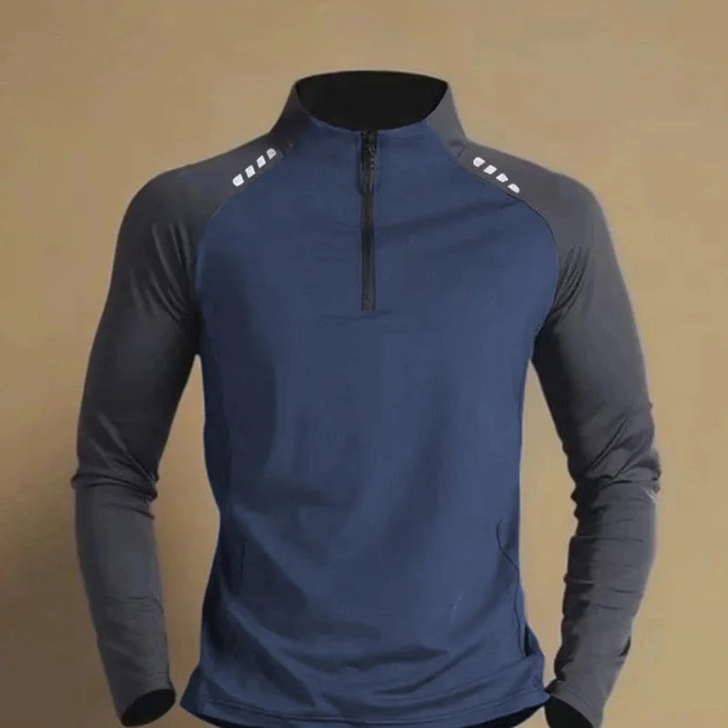 Men's Qui Dry Running Fitn Sportswear Long Sve T-irt f Zipper Athletics Jaet Outdoor Cam Travel Gear