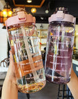 2L Sports Water Bottle with Straw Portable Large Capacity Water bottles Fitness Bike Cup Summer Cold Water Jug with Time Marker