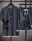 Summer 2025 New Men's pullover sportswear Set, fashionable basketball men's casual short-sleeved T-shirt + shorts two-piece set