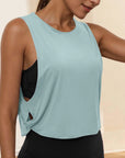 Ladies' Fashion Round Neck Yoga Wear Sleeveless Athletic Vest Casual Top Pure Color Loose Comfy Lightweight Short Top