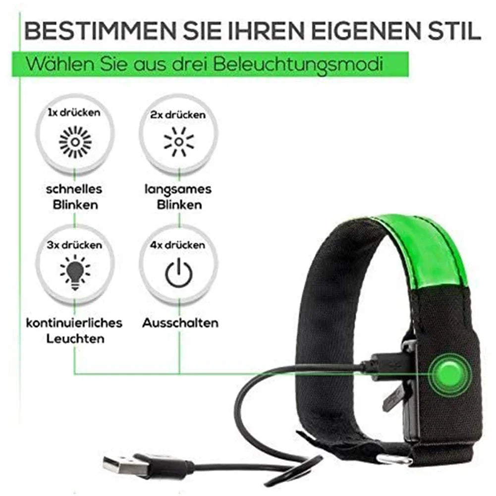 Outdoor Sports Night Running Armband LED Lamp USB Rechargeable Safety Belt Arm Leg Warning Wristband Cycling Bike Bicycle Light