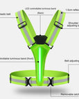 LED Running Vest USB Rechargeable Reflective Cycling Safety Vest Adjustable Strap High Visibility 3 Light Mode for Night Running