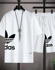 Summer 2025 New Men's pullover sportswear Set, fashionable basketball men's casual short-sleeved T-shirt + shorts two-piece set