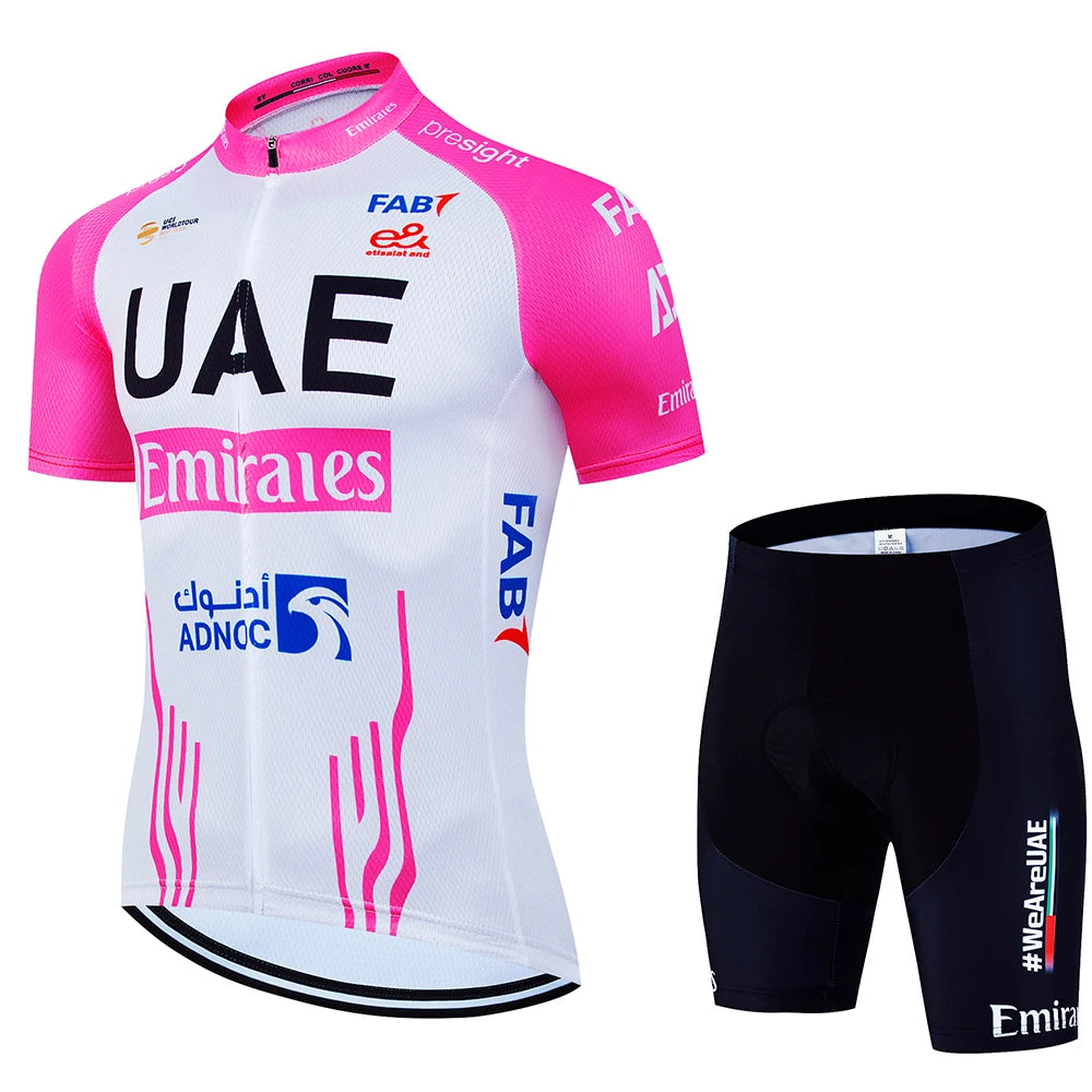 2025 UAE Cycling Jersey Set MTB Uniform Bike Clothing Summer Breathable Bicycle Shirt Ropa Ciclismo Bib Pants Maillot Ciclismo