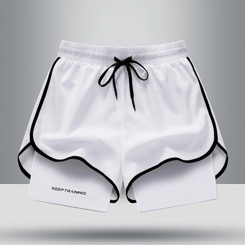 Summer New High Quality Ice Silk Shorts For Sports Quick Drying Fitness Men's Three Piece Running Basketball Shorts