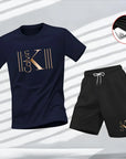 "2025 Men's Breathable sports pattern Printed T-shirt Casual Fashion short-sleeved T-shirt Summer streetwear top Two-piece set.