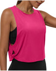 Ladies' Fashion Round Neck Yoga Wear Sleeveless Athletic Vest Casual Top Pure Color Loose Comfy Lightweight Short Top