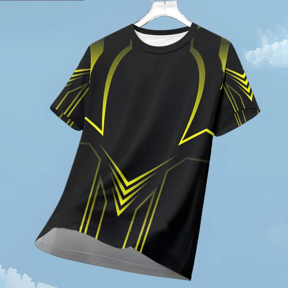 Men's T-shirt Fashion Color Block 3D Print Tee Outdoor Run Fitness Sports Short Sleeve Summer Casual O-neck Loose Breathable Top