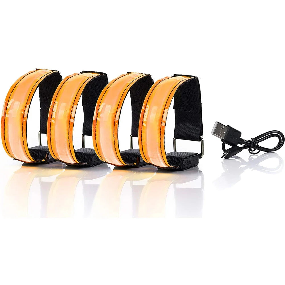 Outdoor Sports Night Running Armband LED Lamp USB Rechargeable Safety Belt Arm Leg Warning Wristband Cycling Bike Bicycle Light