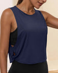 Ladies' Fashion Round Neck Yoga Wear Sleeveless Athletic Vest Casual Top Pure Color Loose Comfy Lightweight Short Top