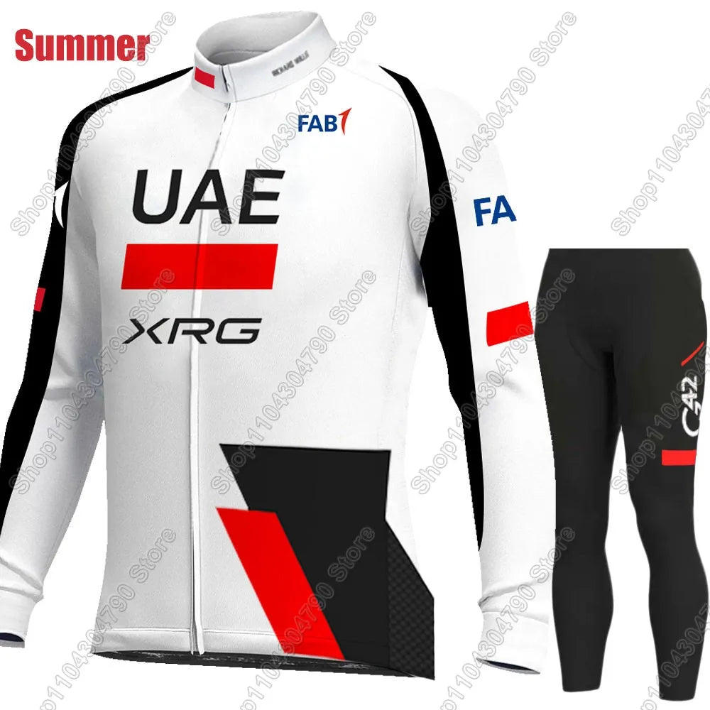 UAE Team Cycling Jersey 2026 Set Clothing Suit Winter Summer Mens Long Sleeve MTB Bike Road Pants Bib Ropa Ciclismo
