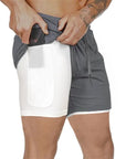 Men Sport Shorts  Sportswear Double-deck Running Shorts 2 In 1 Beach Bottoms Summer Gym Fitness Training Jogging Short Pants Men