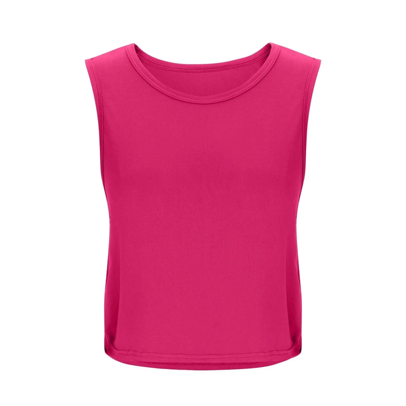 Ladies' Fashion Round Neck Yoga Wear Sleeveless Athletic Vest Casual Top Pure Color Loose Comfy Lightweight Short Top