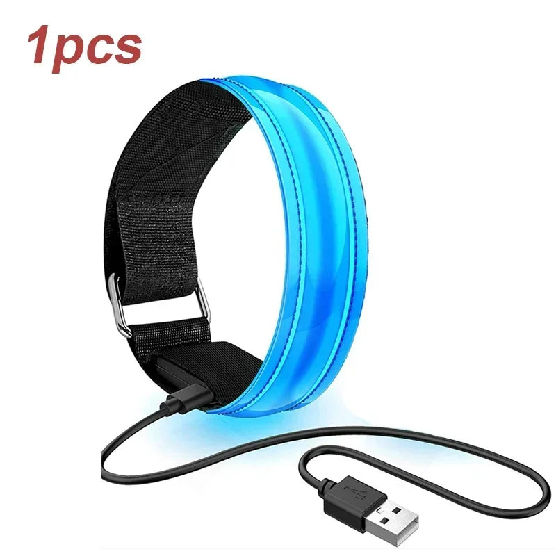 Outdoor Sports Night Running Armband LED Lamp USB Rechargeable Safety Belt Arm Leg Warning Wristband Cycling Bike Bicycle Light