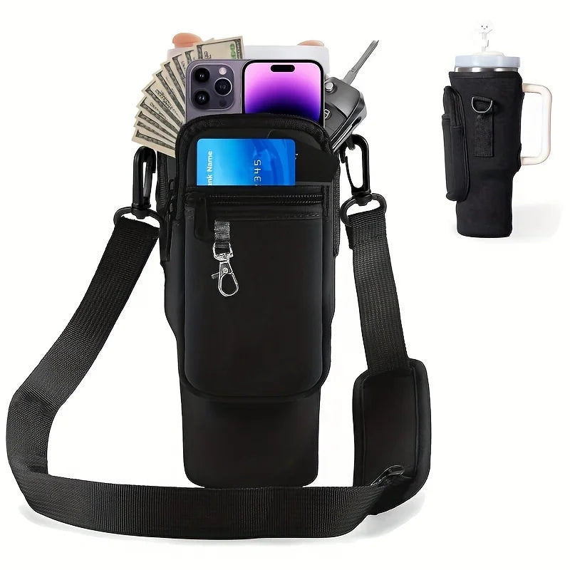 1/2/4 Piece 40oz Water Bottle Carrier Bag Pouch Cover for Thermos Water Bottle Holder Adjustable Shoulder Strap Mug Cover