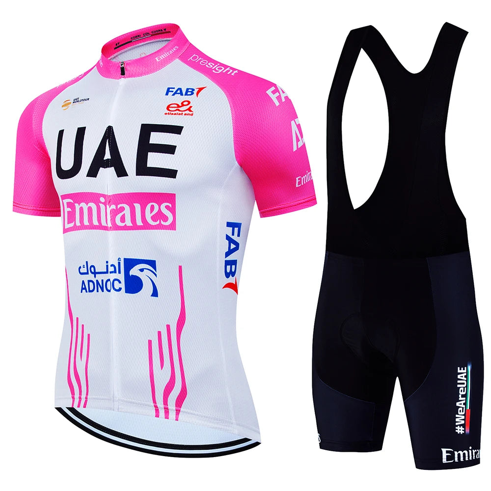 2025 UAE Cycling Jersey Set MTB Uniform Bike Clothing Summer Breathable Bicycle Shirt Ropa Ciclismo Bib Pants Maillot Ciclismo