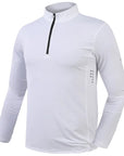 Mens Sports T-Shirt Long Sleeve Top Gym Clothing Fitness Compression Shirt Half Zip Pullover Quick Dry Sportswear