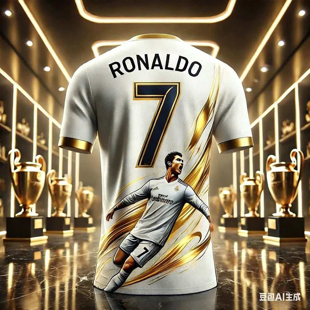 Ronaldo 2026 Commemorative T-Shirt AI Innovative Design Light Comfortable For Soccer Fans Sports Outdoor Daily Wear