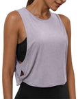 Ladies' Fashion Round Neck Yoga Wear Sleeveless Athletic Vest Casual Top Pure Color Loose Comfy Lightweight Short Top