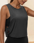 Ladies' Fashion Round Neck Yoga Wear Sleeveless Athletic Vest Casual Top Pure Color Loose Comfy Lightweight Short Top