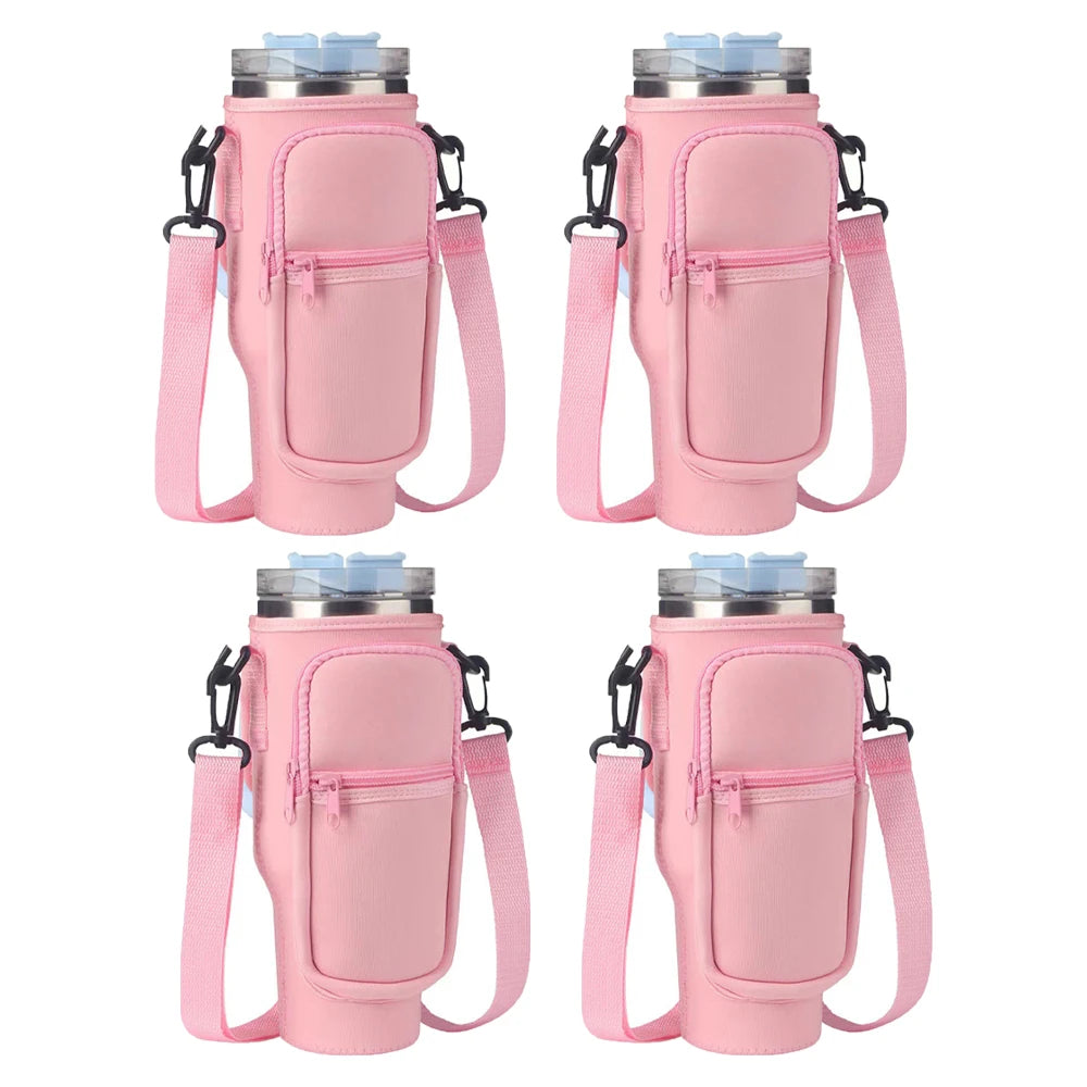 1/2/4 Piece 40oz Water Bottle Carrier Bag Pouch Cover for Thermos Water Bottle Holder Adjustable Shoulder Strap Mug Cover