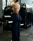 Yoga Sports Women's Leggings High Waist Hip Lifting Gym Workout Wide Leg Leggings Naked Feel Pilates Running Sports Trousers