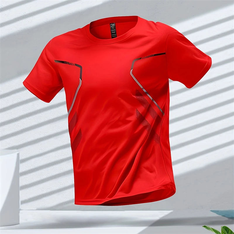 Men's T-shirts Sports Run T Shirts Outdoor Workout Quick-drying Breathable Short Sleeve Casual Round Neck Tops Summer Loose Tees