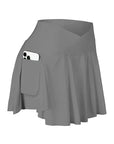 Womens Tennis Skirt with Pockets Crossover High Waisted Athletic Golf Skorts Running Workout Skirts 2 in 1 Fashion Streetwear