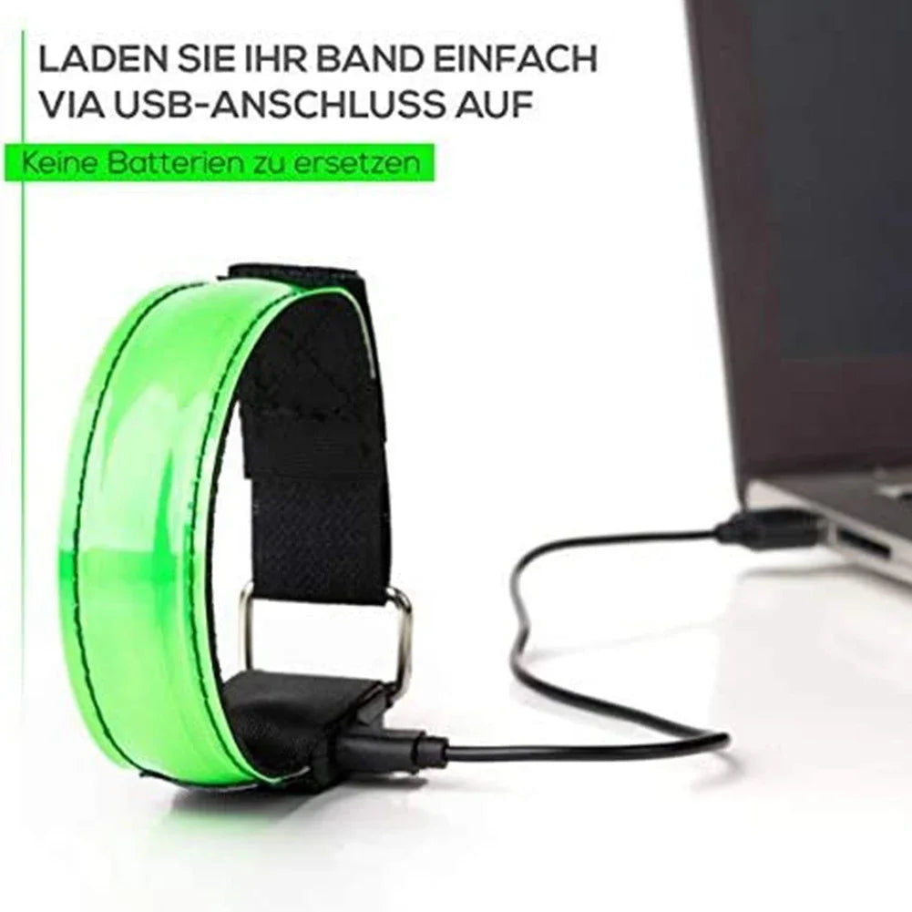 Outdoor Sports Night Running Armband LED Lamp USB Rechargeable Safety Belt Arm Leg Warning Wristband Cycling Bike Bicycle Light