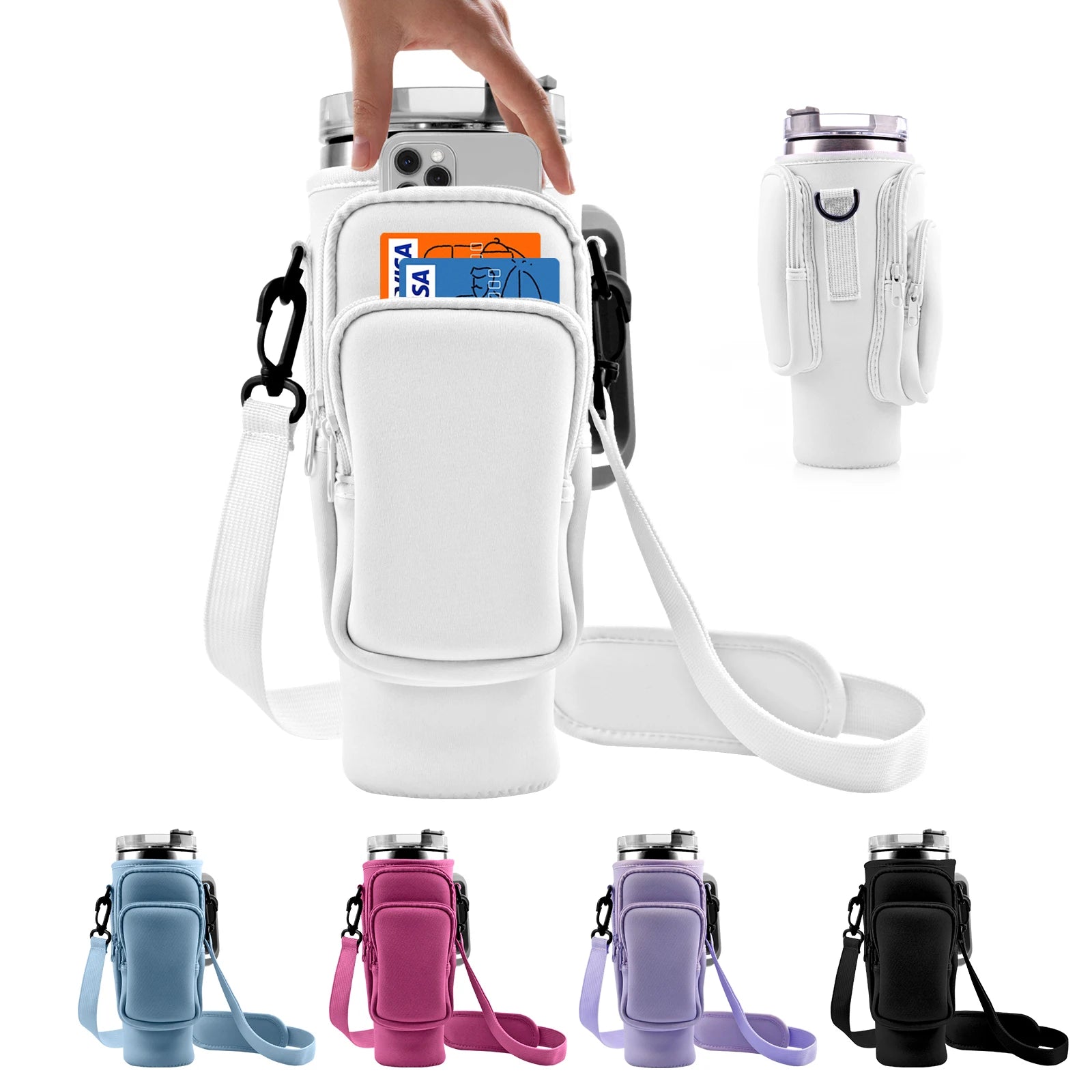 1pc Crossbody Bag Insulated Water Bottle Cover Sleeve for Stanley Cup Anti-fall 30oz/40oz Tumbler Protective Carrier Pouch Strap