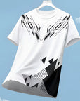 Men's T-shirt Fashion Color Block 3D Print Tee Outdoor Run Fitness Sports Short Sleeve Summer Casual O-neck Loose Breathable Top