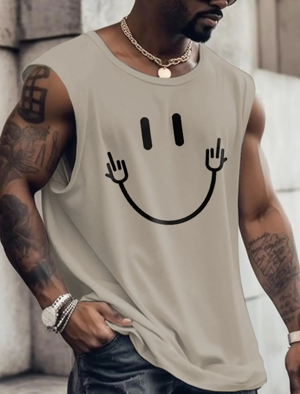3D Creative Retro Print Outdoor T Shirt Sports Style Casual Breathable Crew Neck Four Seasons Fitness Adult Men's Tank Top