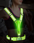 LED Reflective Vest Light Up Running Vest Adjustable Straps Cycling Safety Vest USB Rechargeable 3 Light Modes for Night Running