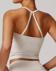 Women's Yoga Sports Fitness Vest, Pilates Running Bra, Thin Belt, Professional Training Underwear, Chest Mat, Fitness Gear