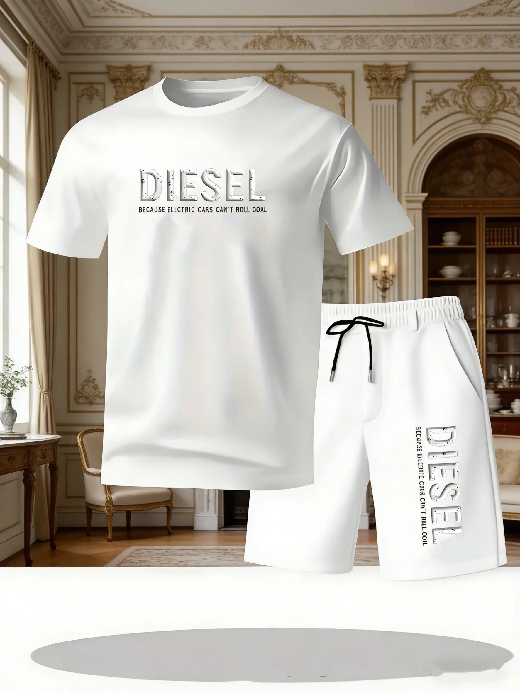 2026New Trendy Business Summer Men's Sports Set Casual Fitness Jogging Basketball Fashion Short Sleeve T-shirt + Shorts 2 Sets