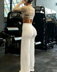 Yoga Sports Women's Leggings High Waist Hip Lifting Gym Workout Wide Leg Leggings Naked Feel Pilates Running Sports Trousers