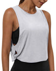 Ladies' Fashion Round Neck Yoga Wear Sleeveless Athletic Vest Casual Top Pure Color Loose Comfy Lightweight Short Top