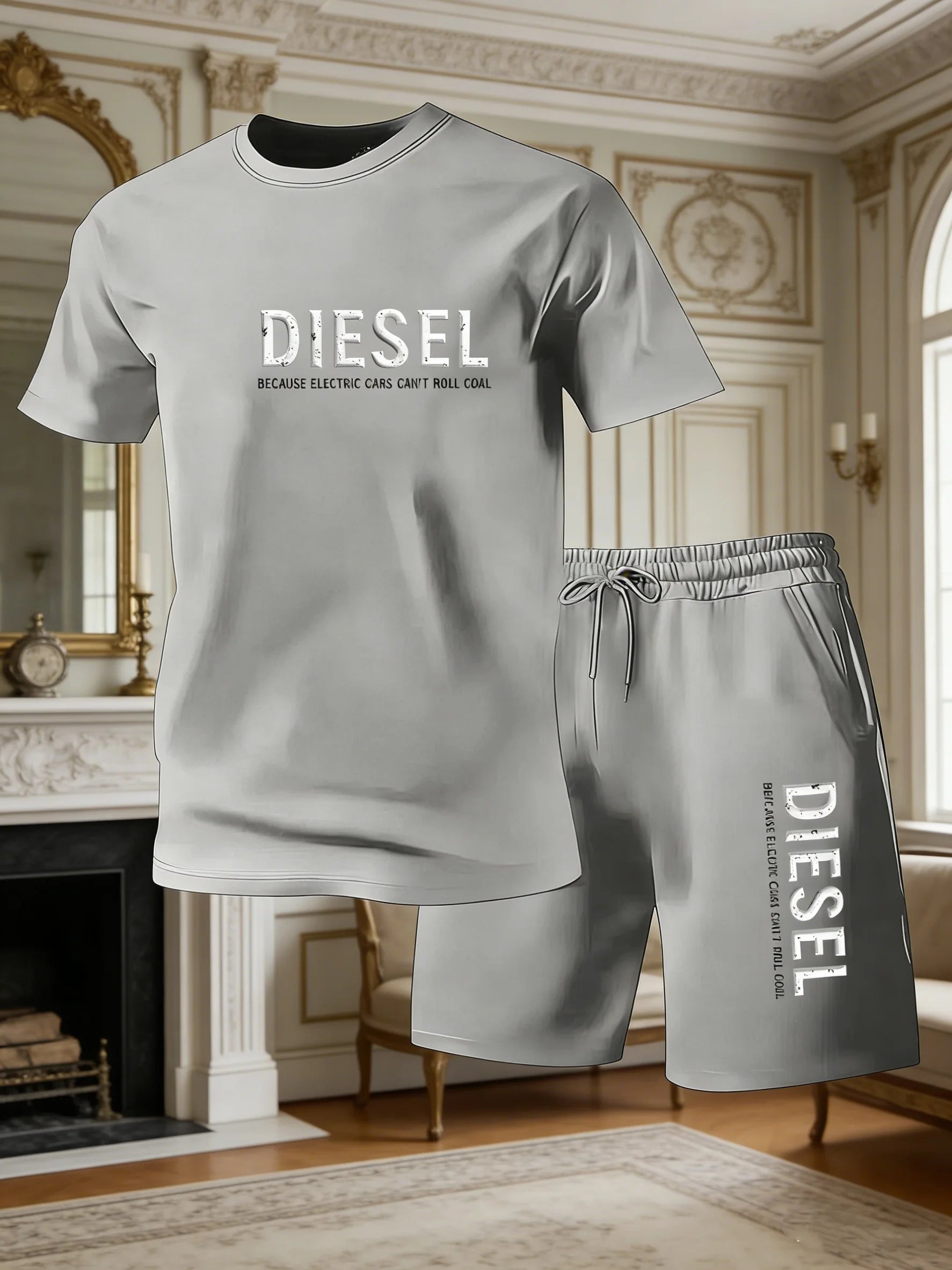 2026New Trendy Business Summer Men's Sports Set Casual Fitness Jogging Basketball Fashion Short Sleeve T-shirt + Shorts 2 Sets