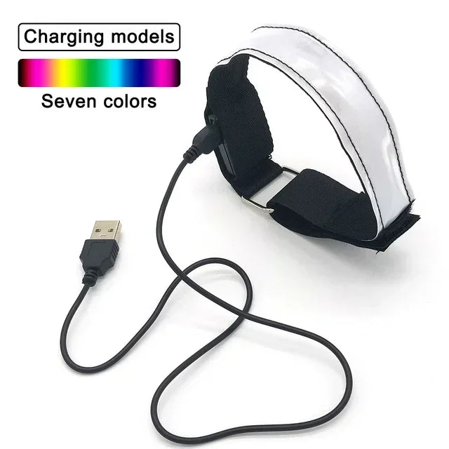 Outdoor Sports Night Running Armband LED Lamp USB Rechargeable Safety Belt Arm Leg Warning Wristband Cycling Bike Bicycle Light