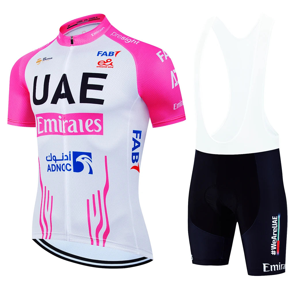 2025 UAE Cycling Jersey Set MTB Uniform Bike Clothing Summer Breathable Bicycle Shirt Ropa Ciclismo Bib Pants Maillot Ciclismo