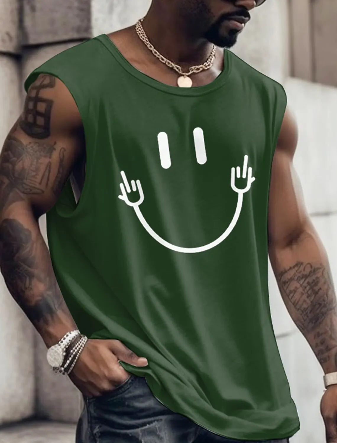 3D Creative Retro Print Outdoor T Shirt Sports Style Casual Breathable Crew Neck Four Seasons Fitness Adult Men's Tank Top