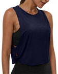 Ladies' Fashion Round Neck Yoga Wear Sleeveless Athletic Vest Casual Top Pure Color Loose Comfy Lightweight Short Top